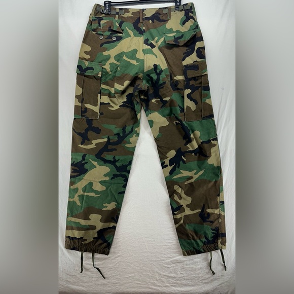 Vintage US Military Pants Men's L Long Woodland Camo Ripstop Hot Weather Cargo - Picture 11 of 16